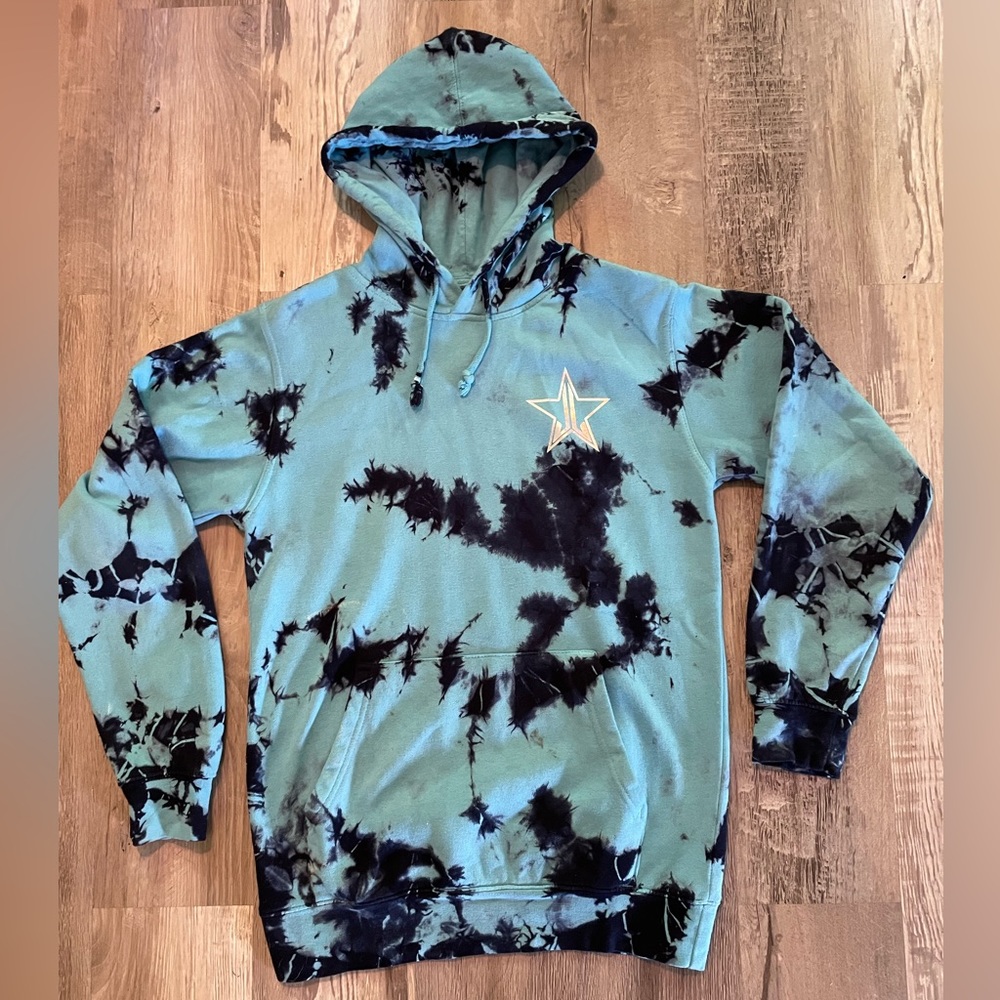 Jeffrey Starr Pullover Hoodie Blue Tie Dye Sz Small